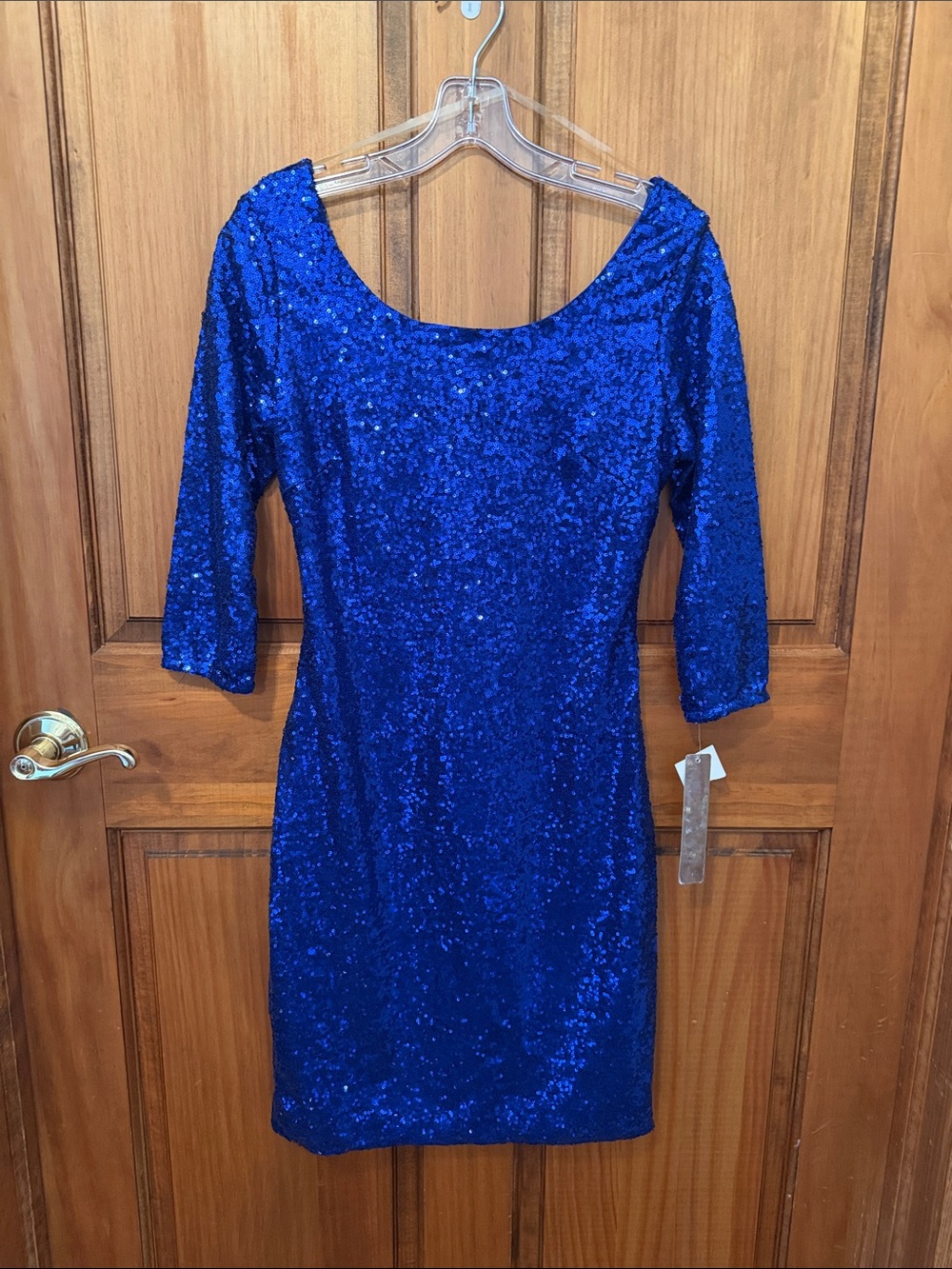 My Michelle Royal Blue Sequin Scoop Neck Sheath Dress NWT